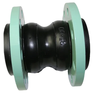 twin sphere rubber expansion joint with reinforced flanges